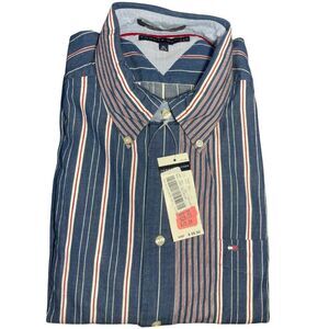 2× Tommy Hilfiger Men’s Striped Button‑Up Shirts XL
